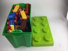 Storage bin LEGO DUPLO  lot With green Storage Box Base Bricks Cars Train