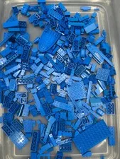1 lb. Bulk Mixed Blue Legos - standard blocks and unique pieces (Lot A)