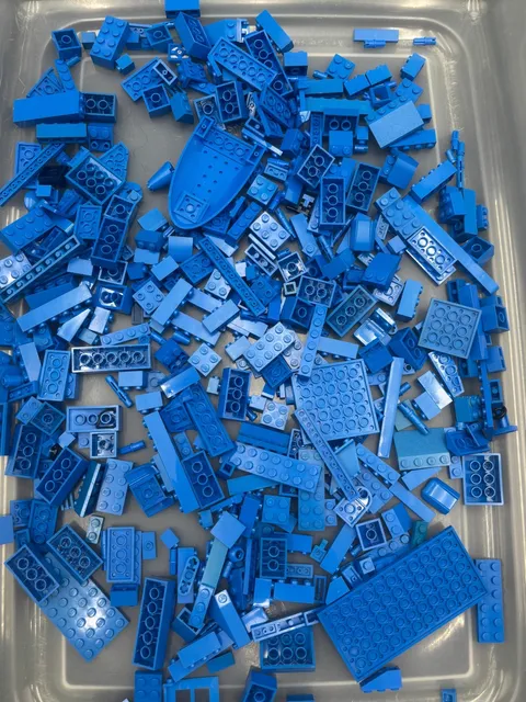 1 lb. Bulk Mixed Blue Legos - standard blocks and unique pieces (Lot A)