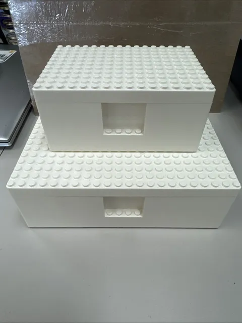 Lego X IKEA Bygglek Set Of 2 White Storage Boxes / Baseplate Lids