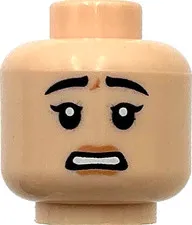 Lego New Light Nougat Minifigure Head Dual Sided Female Black Eyebrows Part