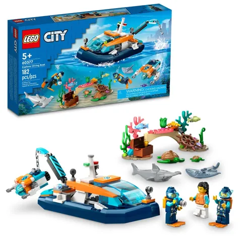 LEGO 60377 City Explorer Diving Boat - NEW in Damaged Box