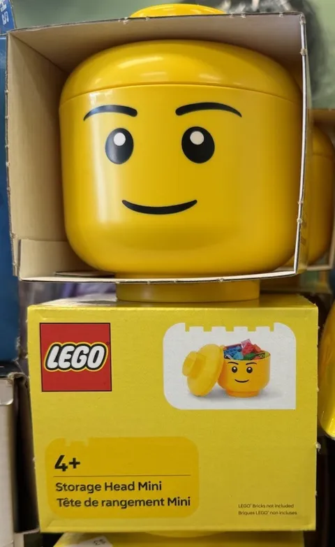 LEGO Storage Head Mini Capacity Yellow Minifigure Head Container Age 4+