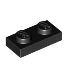 LEGO Black 1x2 Plate (3023) - 100 New Pieces - Building Bricks