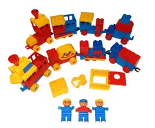 Vintage Lego Duplo Train Set Of 40 Blocks With 3 Conductor Figures Engine Extras