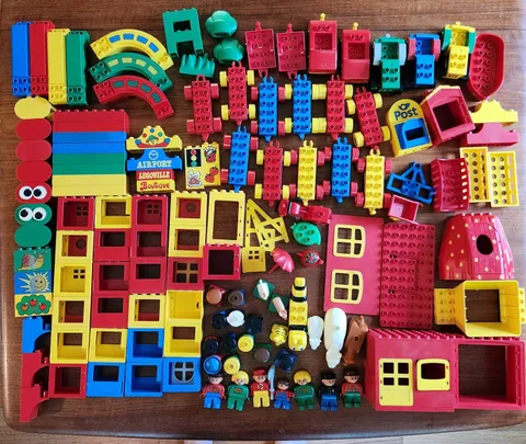Vintage Lego Duplo 7lb 8oz mixed lot figs animals vehicles 1970s-1990s
