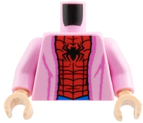 Lego NEW Peter B. Parker Minifig TORSO Pink Robe Red/Blue Spider Part sp10