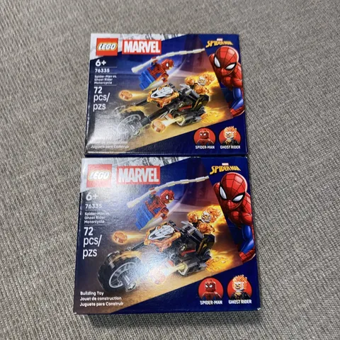 LEGO Marvel Spider-Man Vs Ghost Rider Motorcycle  76335 New In Box Lot Of 2