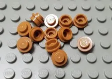 LEGO New Lot of 12 Medium Dark Flesh 1x1 Round Plate Pieces