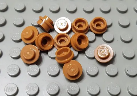 LEGO New Lot of 12 Medium Dark Flesh 1x1 Round Plate Pieces