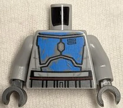 LEGO Light Bluish Gray Torso SW Mandalorian Blue Beskar Armor Plates, Dark Bluis