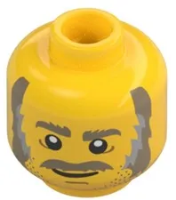 Lego NEW Black Falcons MINIFIG HEAD Yellow Dark Tan Moustache Sideburn Grin D219