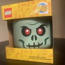 Lego LARGE Green Skeleton Zombie Storage Head Container NEW Halloween Decor