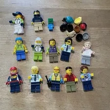 Lego Lot of 13 Assorted Minifigures. Includes 9 Head Pieces