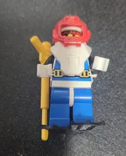 LEGO Minifigure w/ Red Helmet, White Torso, Blue Legs & Yellow Staff