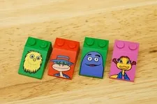 LEGO Character Blocks 4PC Lot McDonalds 1999 Happy Meal Promo 3298 Slope Grimace