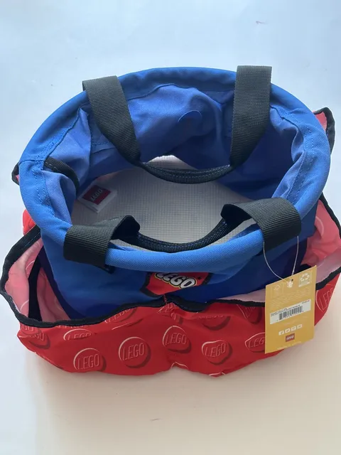 Lego TT0211-300 Red & Blue 4-Pockets Carry Organizer Tote Bag Big Storage Bucket