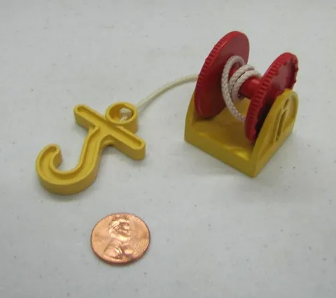 Lego Duplo RED WHEEL ROPE YELLOW HOOK Connector Castle Helicopter Plane Truck