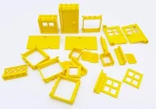 LEGO Lot Of 26 Yellow Doors Windows Frames Wall And Screens