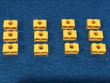 LEGO PART 3700 TECHNIC BRICK 1X2 WITH ONE PIN HOLE 12 PIECES (YELLOW)