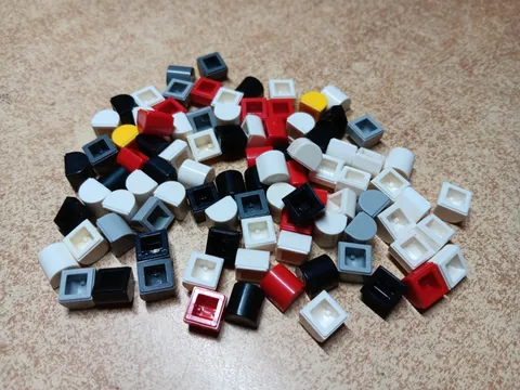 LEGO BULK LOT 92 SLOPE CURVED DOUBLE 1 X 1 X 2/3 #49307 WHITE RED BLACK GRAY