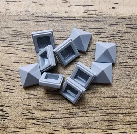 LEGO Light Bluish Gray Slope 45 1 x 1 x 2/3 Quadruple Convex Pyramid. QTY 10. 
