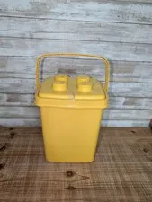 LEGO Duplo Yellow Storage Bucket With Handle Plastic Vintage 1987