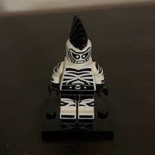 LEGO Zebra Pattern Minifigure Black & White Figure with Black Mohawk Hair