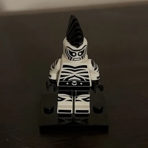 LEGO Zebra Pattern Minifigure Black & White Figure with Black Mohawk Hair