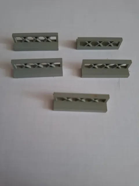 No 316 5x Lego Fence Grille 3633. 1x4x1. Light Grey