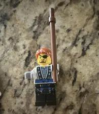 LEGO Minifigure Figure Character Red Hair Eyepatch with Staff, Plastic
