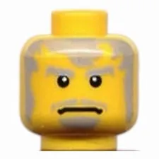 LEGO Minifigure, Head Beard and Messy Gray Hair, Wide Frown, White Pupils