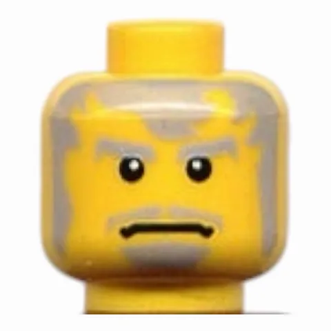LEGO Minifigure, Head Beard and Messy Gray Hair, Wide Frown, White Pupils