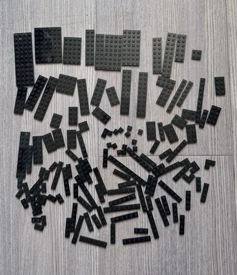 LEGO Genuine Black Plate Lot Bulk Flat Pieces Mixed Sizes MOC Parts Vintage