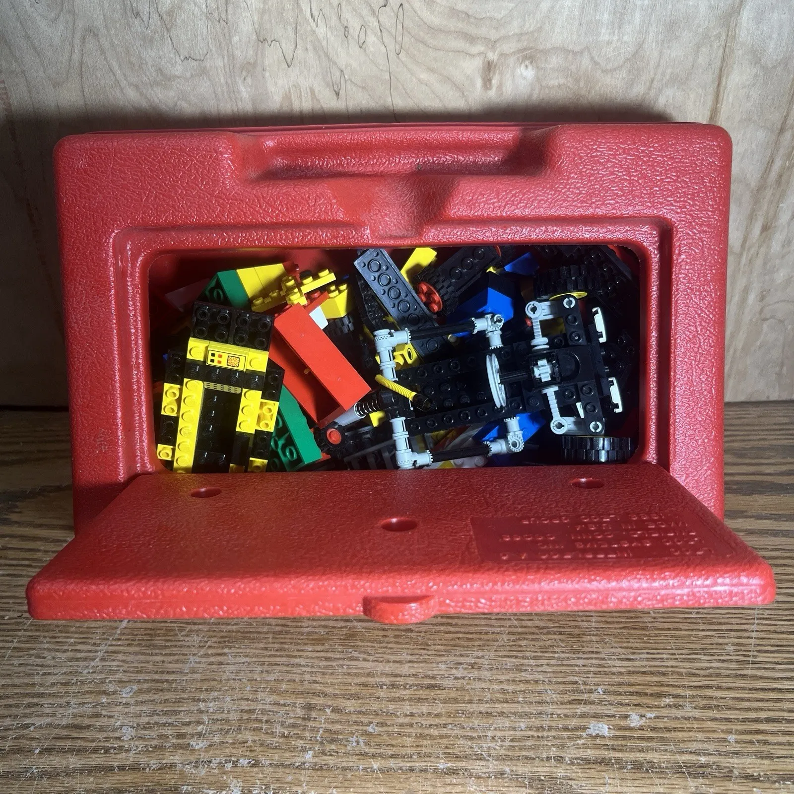 Vintage Lego 11x7.5x3.5" Storage Box Carry Case Red Plastic ‘82 USA w/ VTG Legos