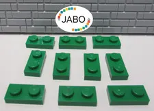 (J7/2/5) LEGO 10x3023 Plate Flat 1x2 Green