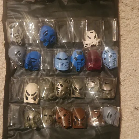 LEGO BIONICLE Bulk Lot Masks, Multicolor Plastic, With Toys R Us Mask Holder