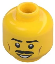 Lego NEW Lion Knight MINIFIG HEAD Yellow Thick Moustache Eyebrow Cheek Line D219