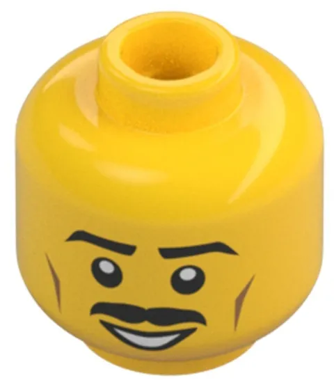 Lego NEW Lion Knight MINIFIG HEAD Yellow Thick Moustache Eyebrow Cheek Line D219