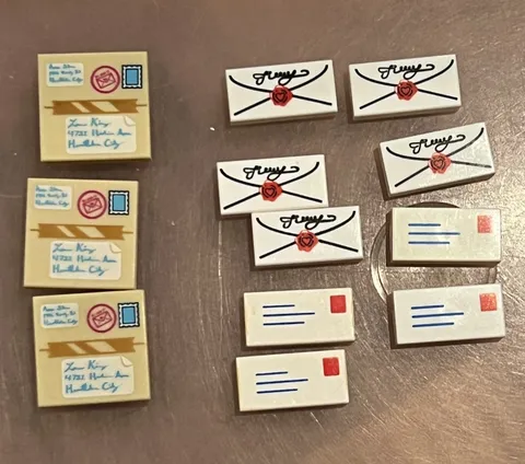LEGO Lot of 12 Letter Envelope Mail Printed Tile Lot Minifigure Accessory
