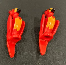 Lego Red Phoenix Harry Potter with Black Beak Bright Light Orange Face lot of 2