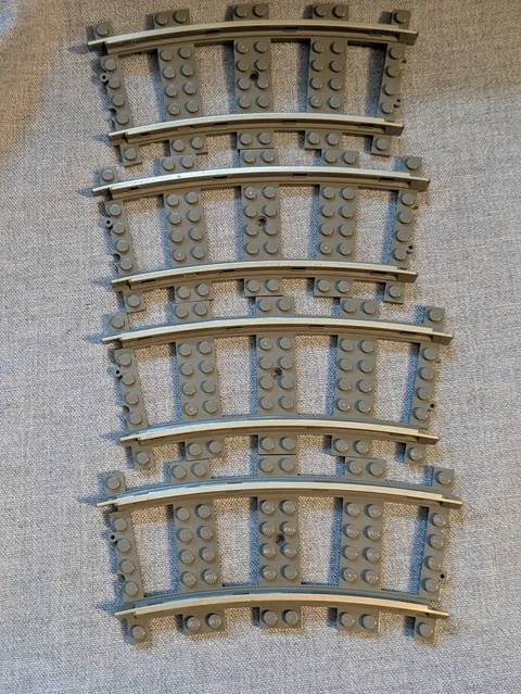 Lot of 4 Lego Electric Train Tracks 9V Curve Metal Dark Gray 2867