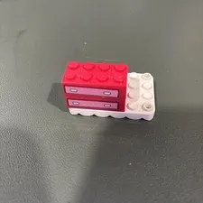 Genuine LEGO Red Dresser Cabinet 2x3x2 with Pink Drawers (Part 4532) + Base