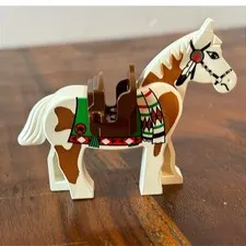 LEGO Western Indian Horse White Brown Patches War Paint Saddle 1996 1997 Vintage