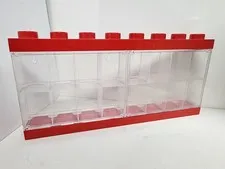 LEGO Minifigure Display Case 16 Compartments Red Minifig Storage