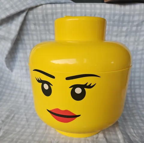 Lego Lot Large Storage Container Yellow Head Face Smiling Girl Rare