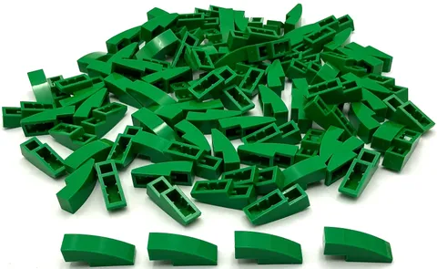Lego 100 New Green Slopes Sloped Curved 3 x 1 Parts