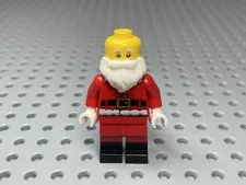 LEGO Minifigure Santa Claus Fur Lined Jacket Belt Black Boots Beard (No Hat)