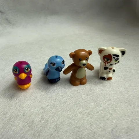 LEGO Friends City Animal Figure Lot of 4 Teddy Bear Cat Blue & Pink Bird