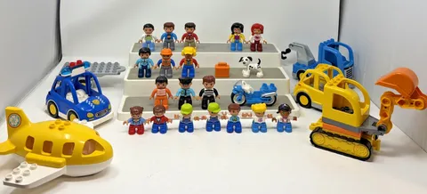 Lego Duplo Mixed Vehicles Trucks People Figures Police Construction Airplane ++